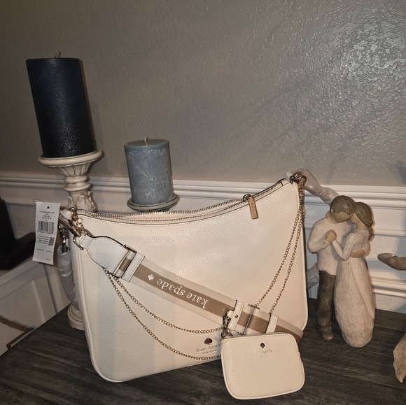 kate spade Handbags - Kate Spade Ivory Shoulder Bag with Gold Accents